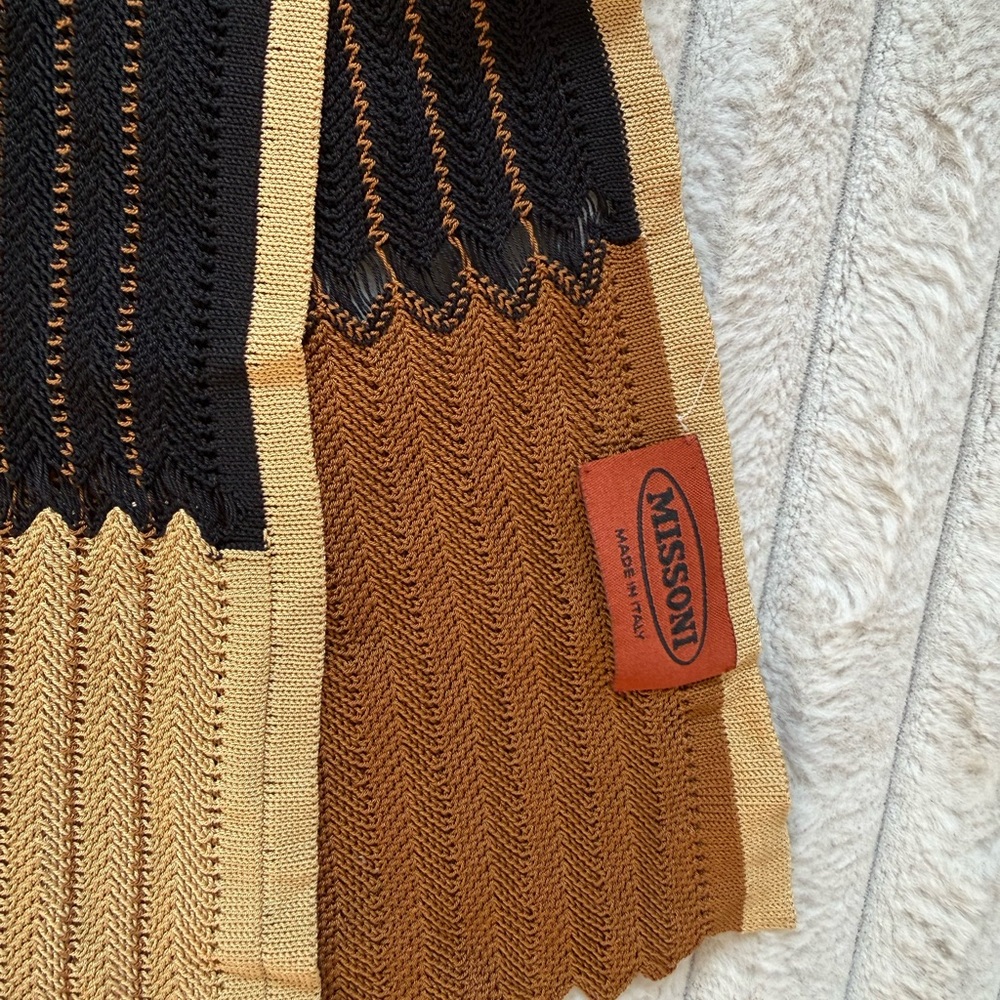 Missoni Knit Scarf in Black, Brown, and Tan